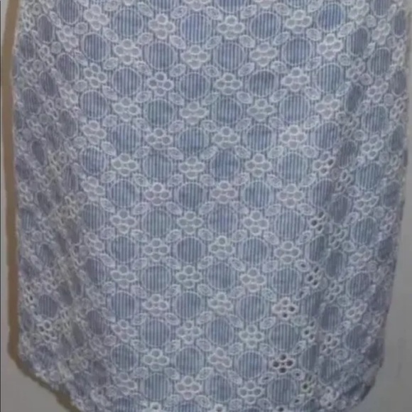 Ann Taylor Women Embroidered Pencil Skirt 6 Blue White - Picture 3 of 3